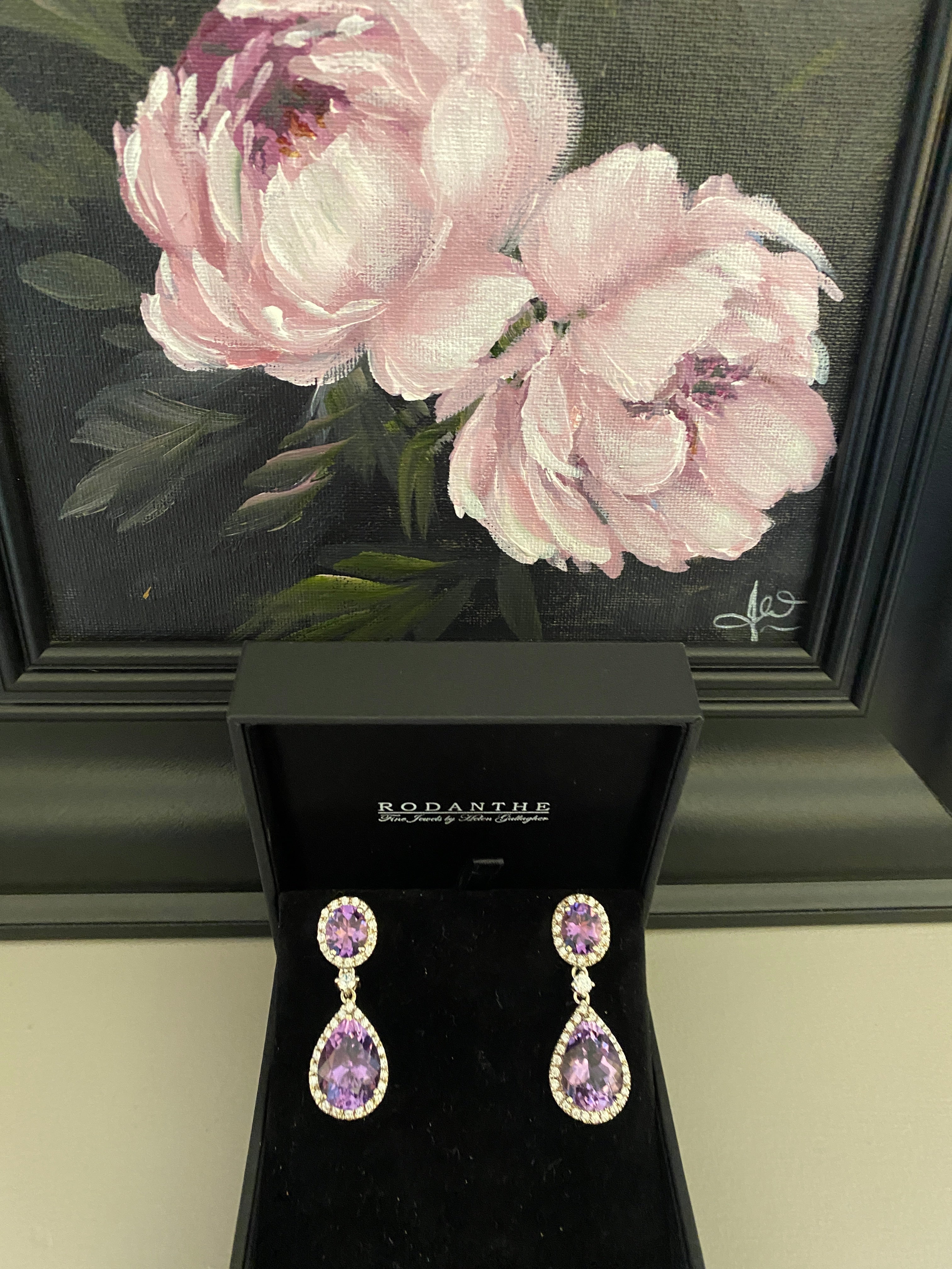 Purple Amethyst double gemstone earrings
