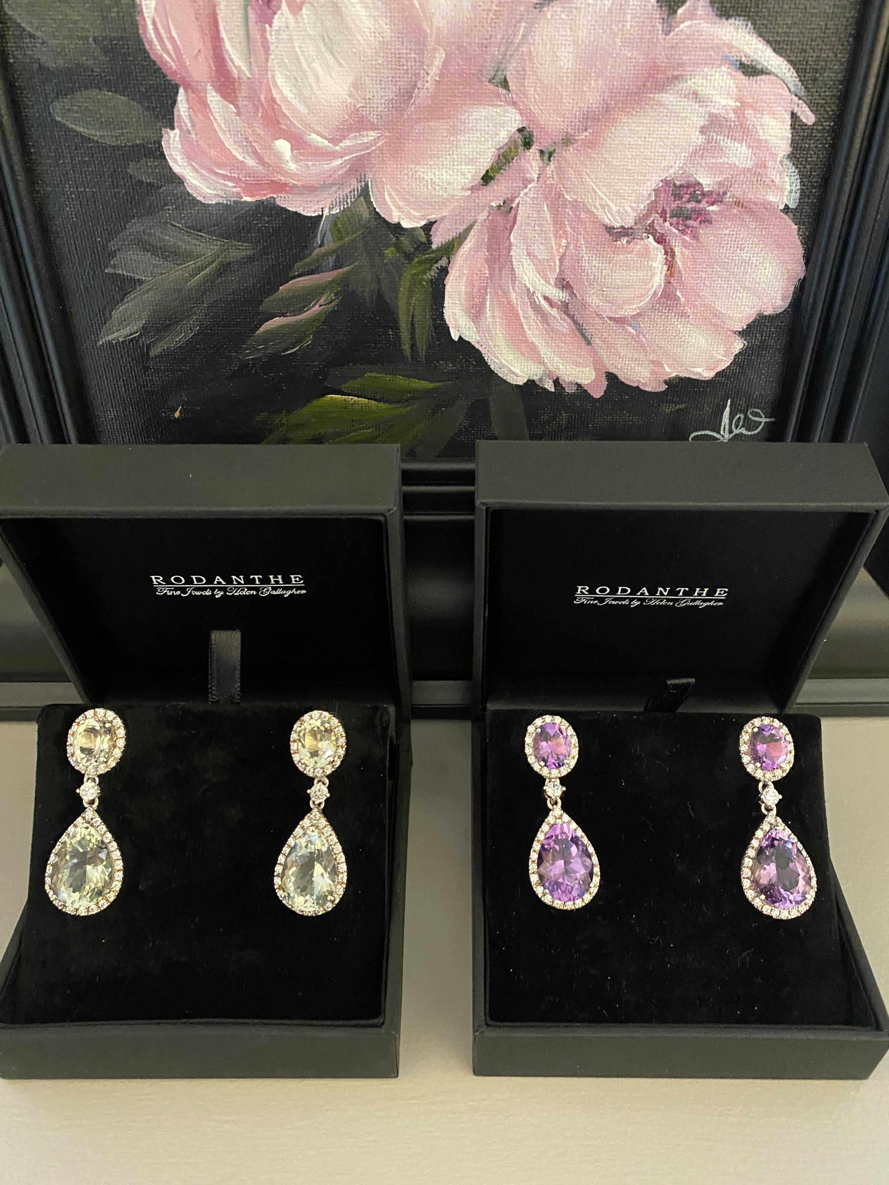 Purple Amethyst double gemstone earrings