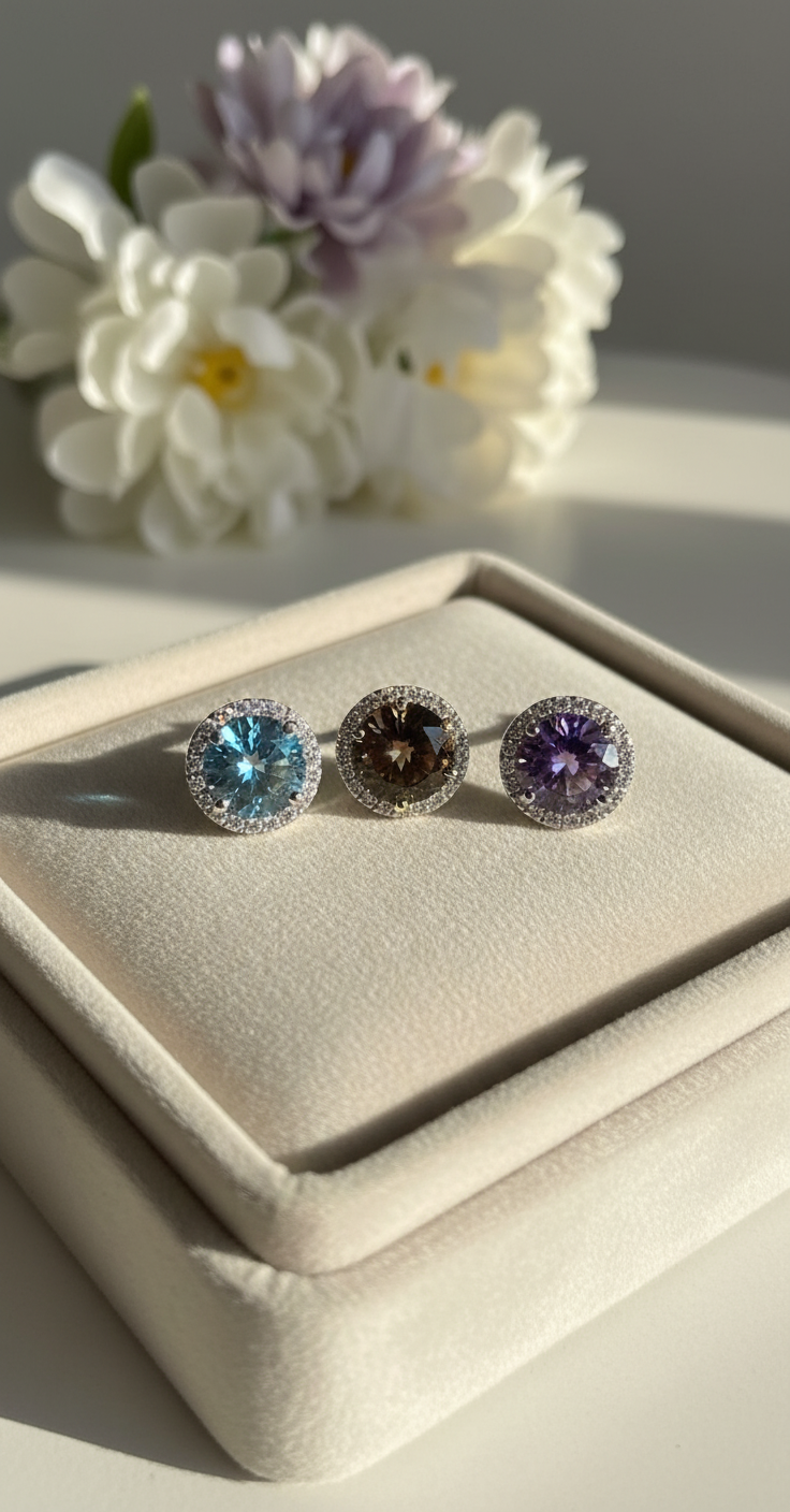 Smoky Quartz Etoile Noire Stud Earrings