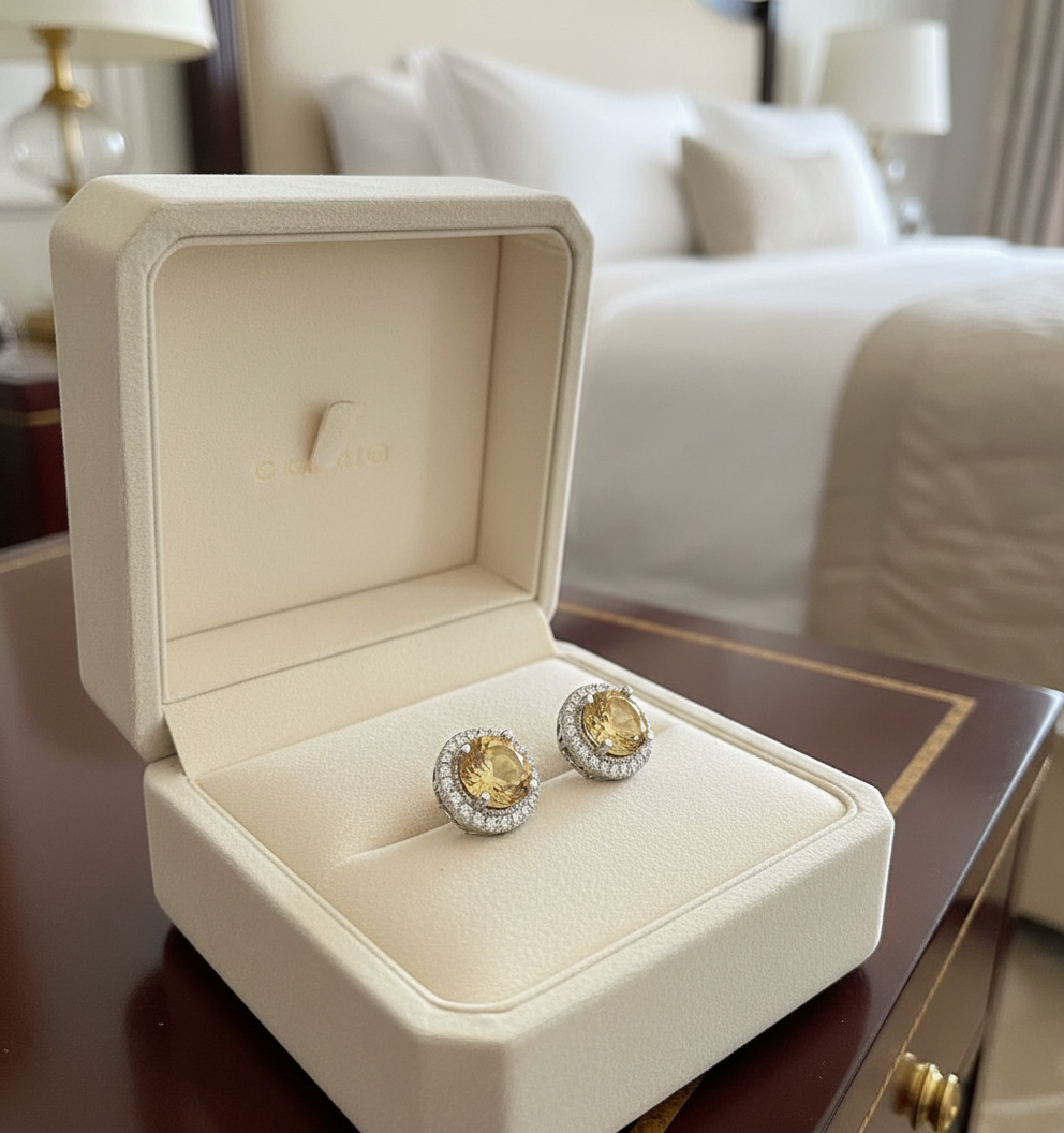 Citrine Etoile Doree Stud Earrings