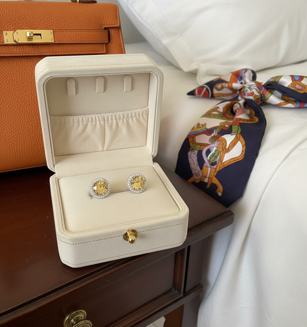 Citrine Etoile Doree Stud Earrings