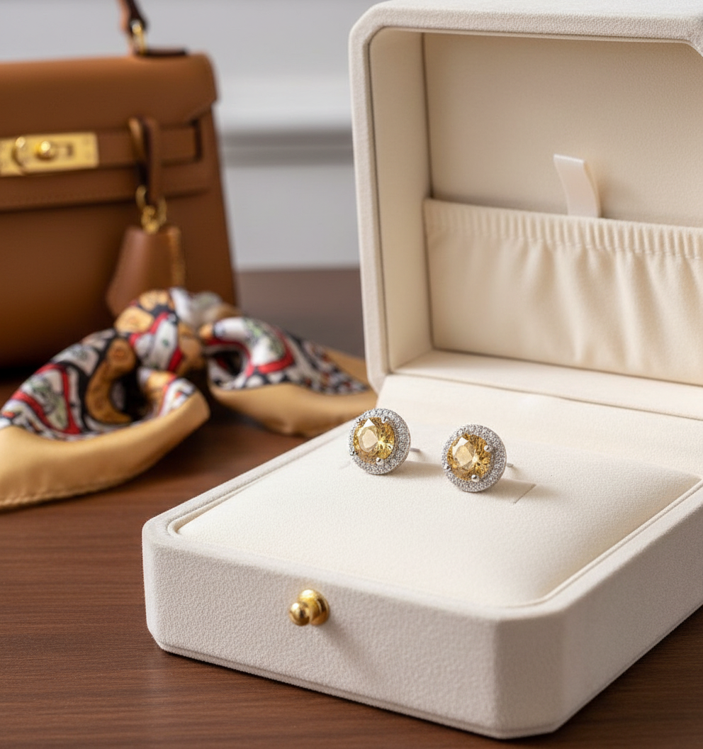 Citrine Etoile Doree Stud Earrings