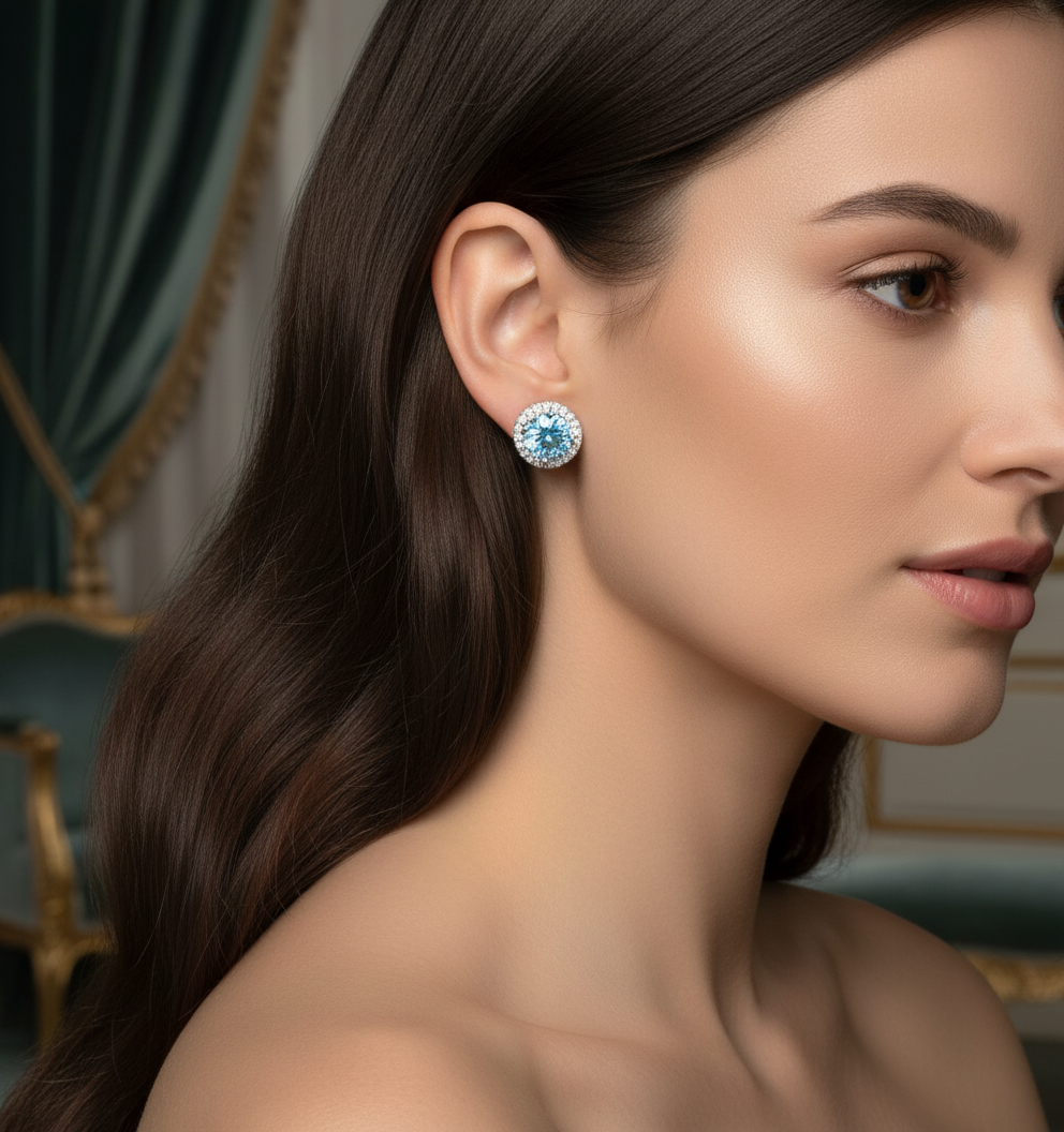 Blue Topaz Etoile Celeste Stud Earrings