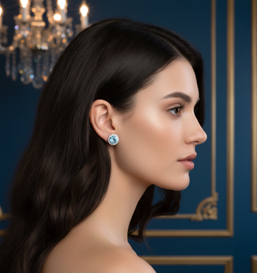 Blue Topaz Etoile Celeste Stud Earrings