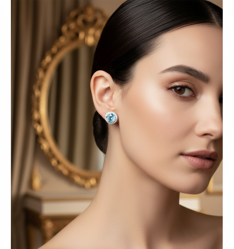 Blue Topaz Etoile Celeste Stud Earrings