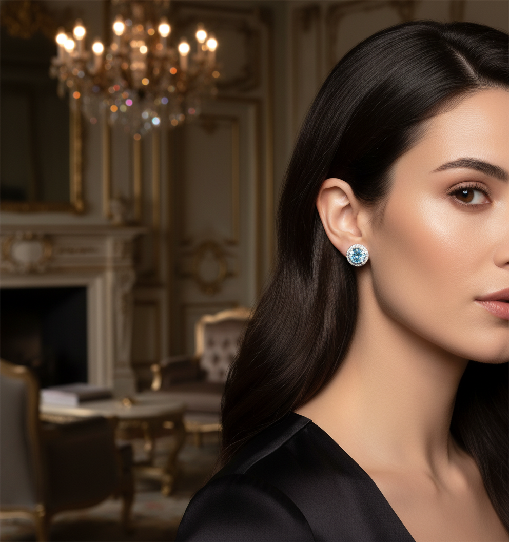 Blue Topaz Etoile Celeste Stud Earrings