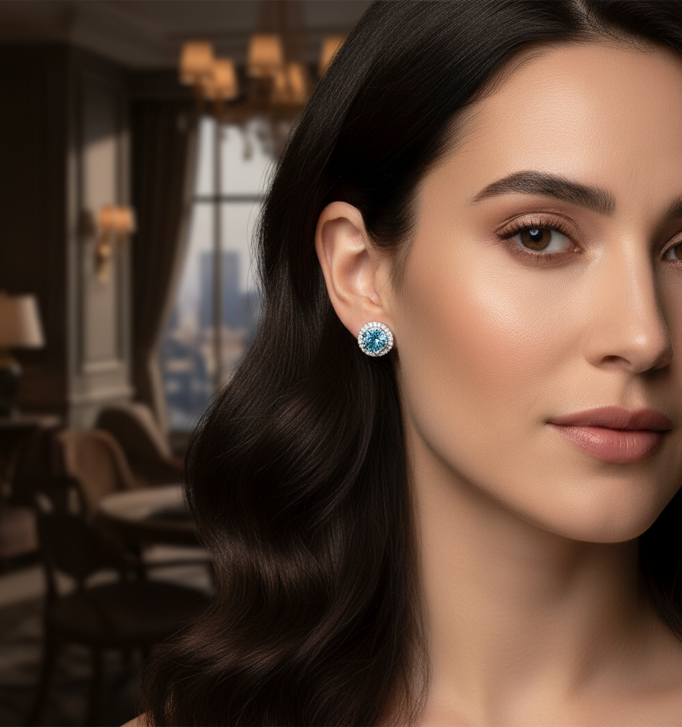 Blue Topaz Etoile Celeste Stud Earrings