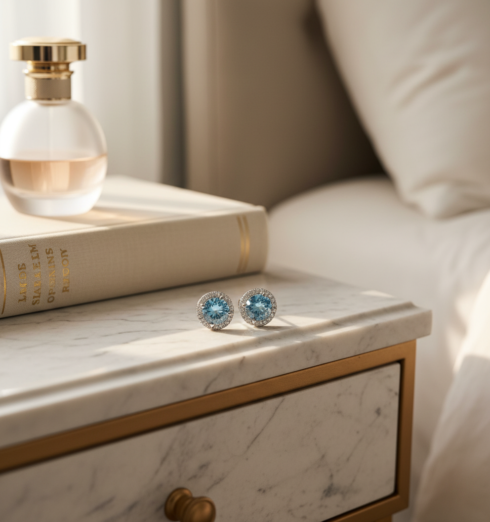 Blue Topaz Etoile Celeste Stud Earrings