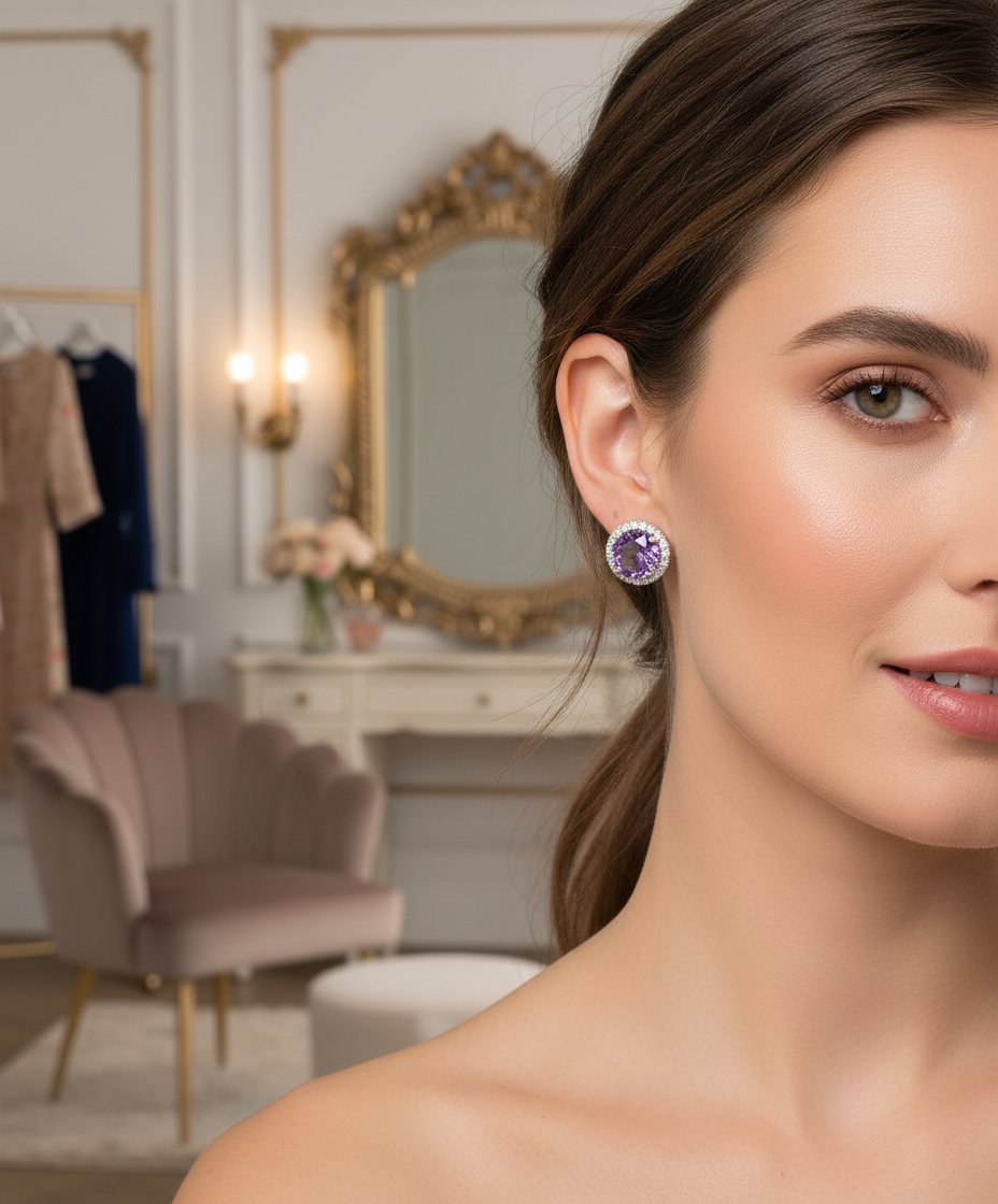 Amethyst Etoile Violette Stud Earrings