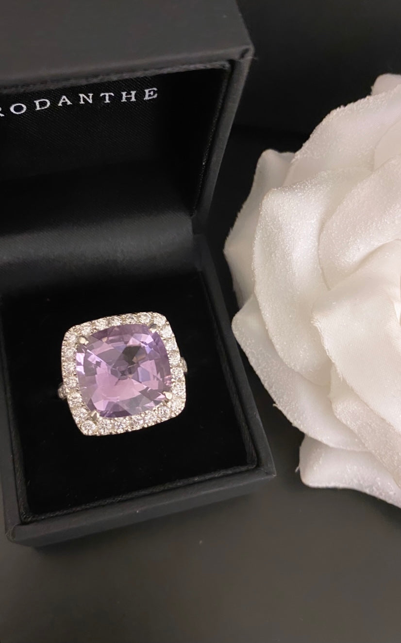 Lilac Amethyst Chequerboard Square Cut ring