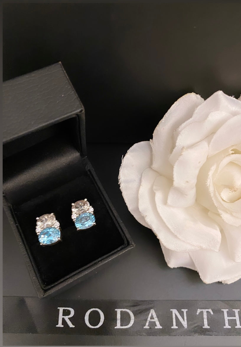 Mischa Sky Blue & White Topaz double gemstone earrings